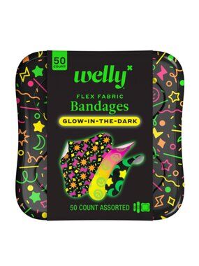 WELLY First Aid Kit Flex Fabric Glow Party Glow-in-the-Dark Bandages - 50 CT NEW